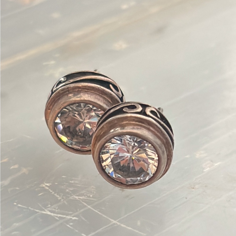 Silpada Sterling Silver and Clear Crystal Stud Earrings
